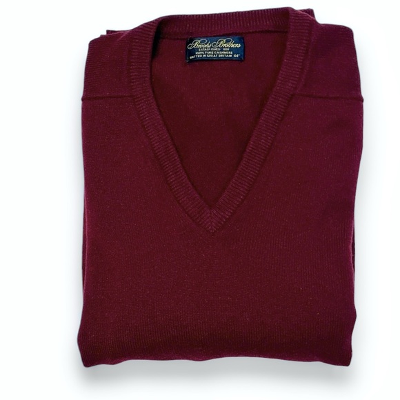 BROOKS BROTHERS 100% Cashmere V Neck Sweater Vintage 90s Burgundy - Picture 6 of 7